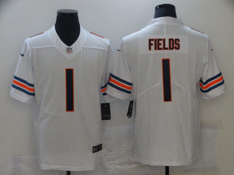 Men Chicago Bears 1 Fields White Nike Vapor Untouchable Limited 2021 NFL Jersey